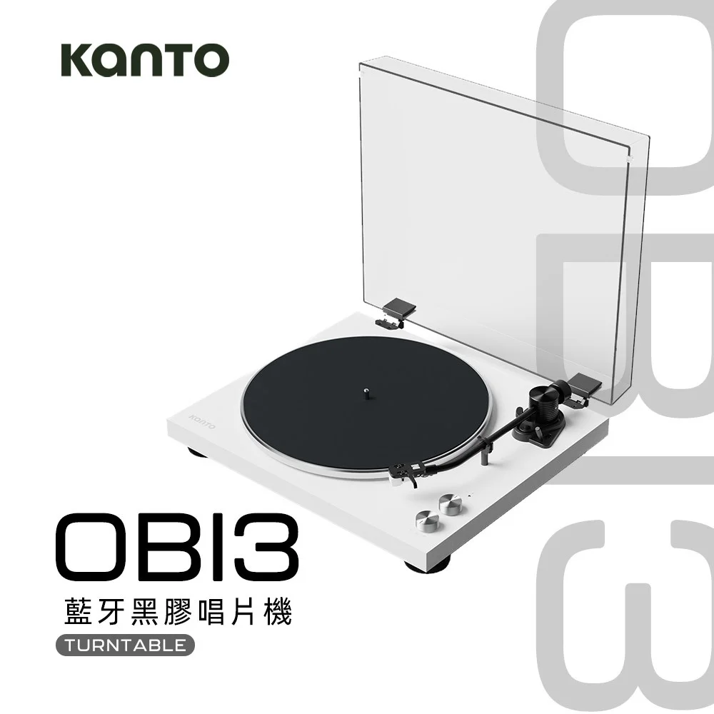 Kanto OBI3 藍牙黑膠唱片機-白色款 Kanto OBI3 藍牙黑膠唱片機-白色款 ● 加拿大品牌 ● 入門友善,降低黑膠門檻 ● 操作直覺、設定簡單 ● 機身簡約、體積適中 ● 極簡外觀設計+高質感配色 ● 內建前級擴大機 ● RCA / 藍牙雙輸出模式 ● 鐵三角Audio-Technica AT3600L唱針 ● 用料紮實,木質底座、加重鋁盤